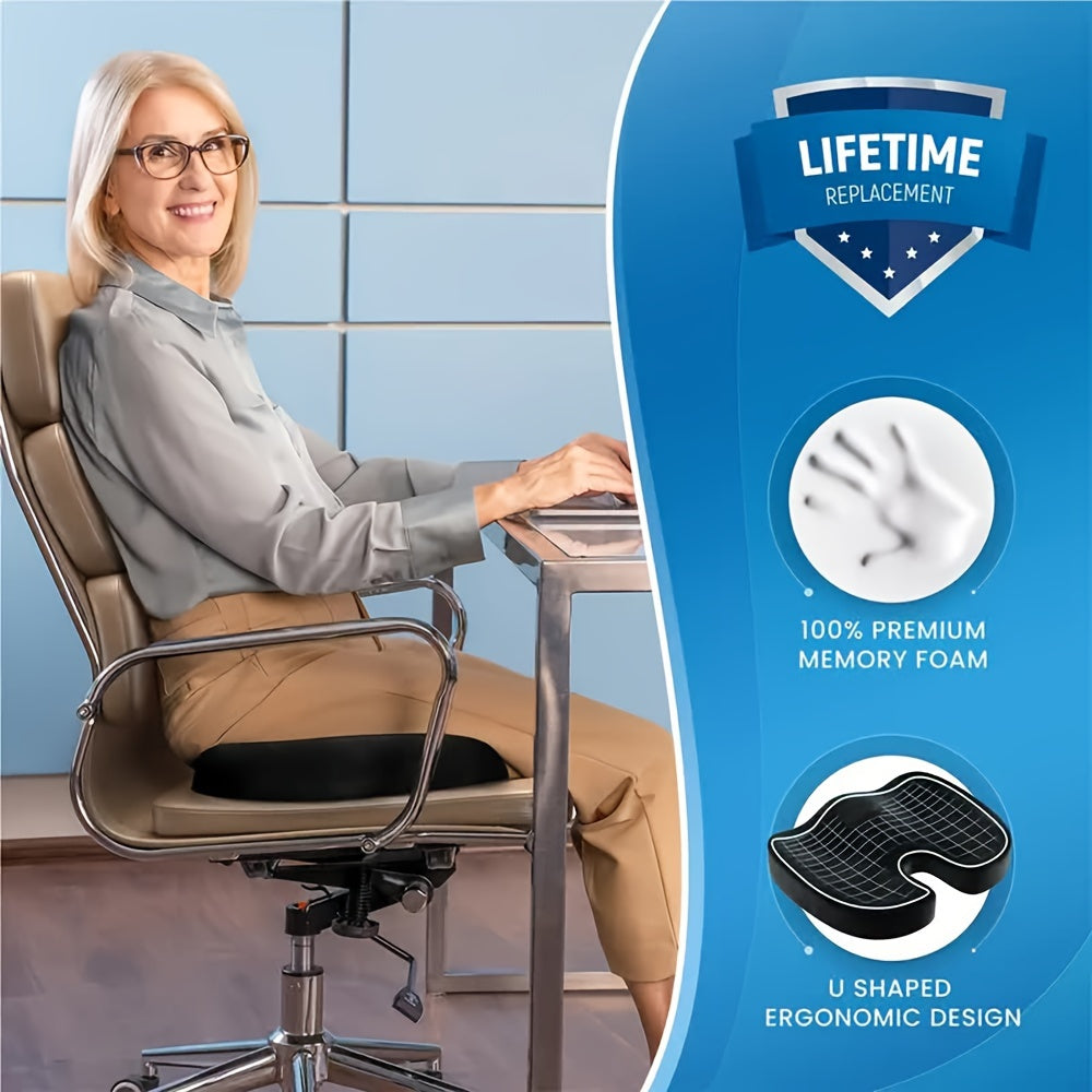 Ergonomic Memory Foam Seat Cushion with Back Support – Long-Lasting Comfort for Office Chairs, All-Day Sitting Relief, and Posture Support