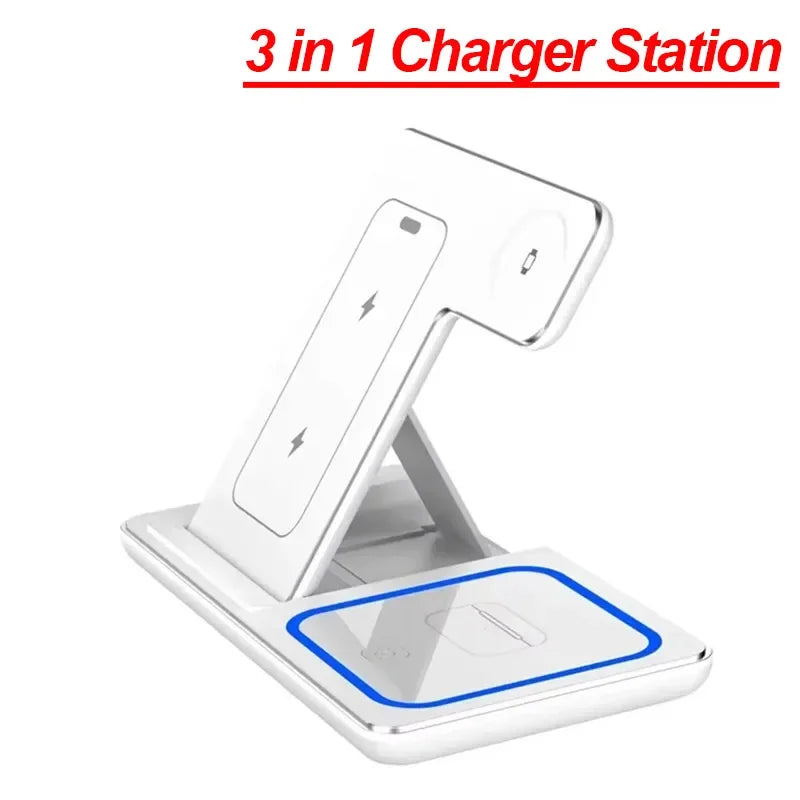 3 in 1 30W Foldable Wireless Charging Station for iPhone & iWatch Ultra Airpods Pro