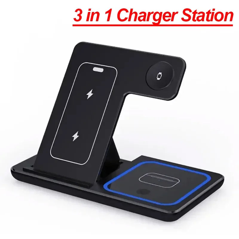 3 in 1 30W Foldable Wireless Charging Station for iPhone & iWatch Ultra Airpods Pro