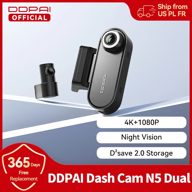 Dash Cam N5 Dual Front and Rear 4K Ultra HD Resolution Dash Camera NightVIS ADAS GPS Auto record (Cam for Car)