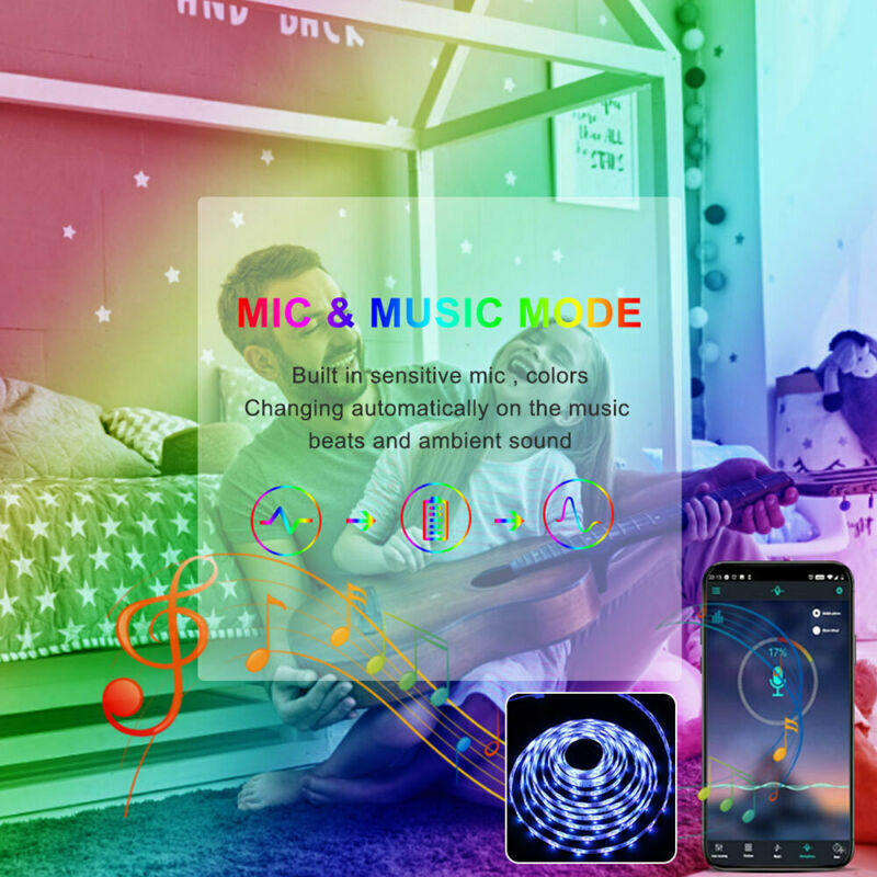 RGB LED Strip Bluetooth Remote Lights TV Back Lights For Bar Room