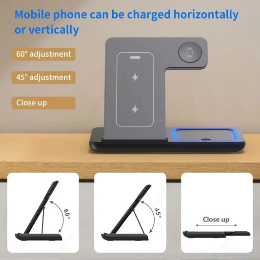 3 in 1 30W Foldable Wireless Charging Station for iPhone & iWatch Ultra Airpods Pro