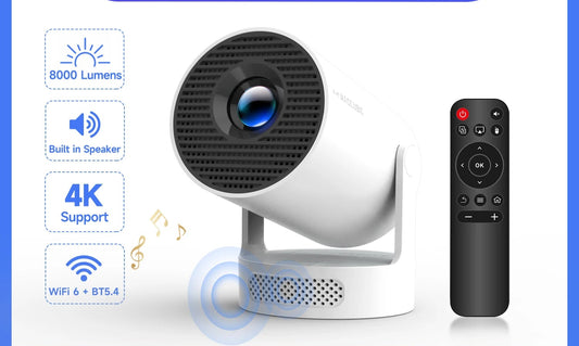 4K Smart Mini Projector – Android 11, WiFi 6, 8000 Lumens